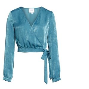 Long Sleeve Wrap Crop Top